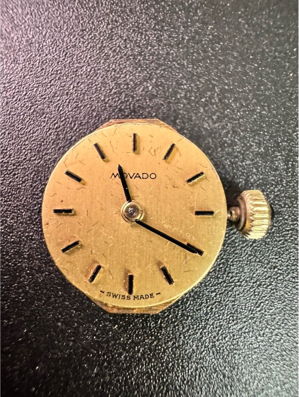 Movado Vintage Watch Movement Gold Dial Ronda 4 Jewels Swiss Made Untested